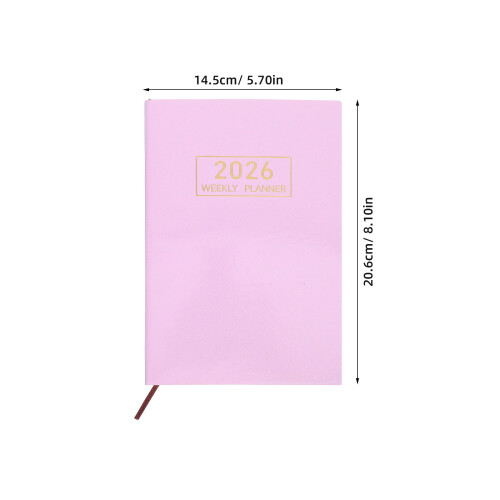 Weekly Planner Notebook: A5 2026 Årlig Planerare Pu-Läderfodral 1