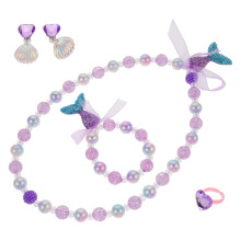 1 Set Sjöjungfru Smycken Ring Örhängen Halsband Armband
