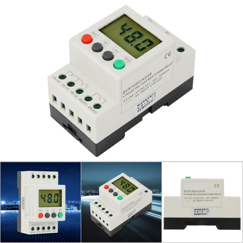 Svr1000 Single Phase Over Voltage/Under Voltage Protection Relay, 6A, 80X43x54mm 8431363387187