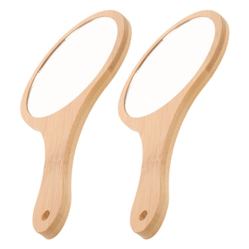 2St Handheldspegel Med Bambushandtag För , Resor, , Hem