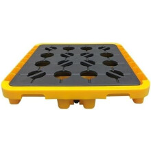 Polyethylene Spill Control Trays Yellow Black, Stackable Modular Drum Trays For Oil And Paint 130x68x10cm 68x68x15cm