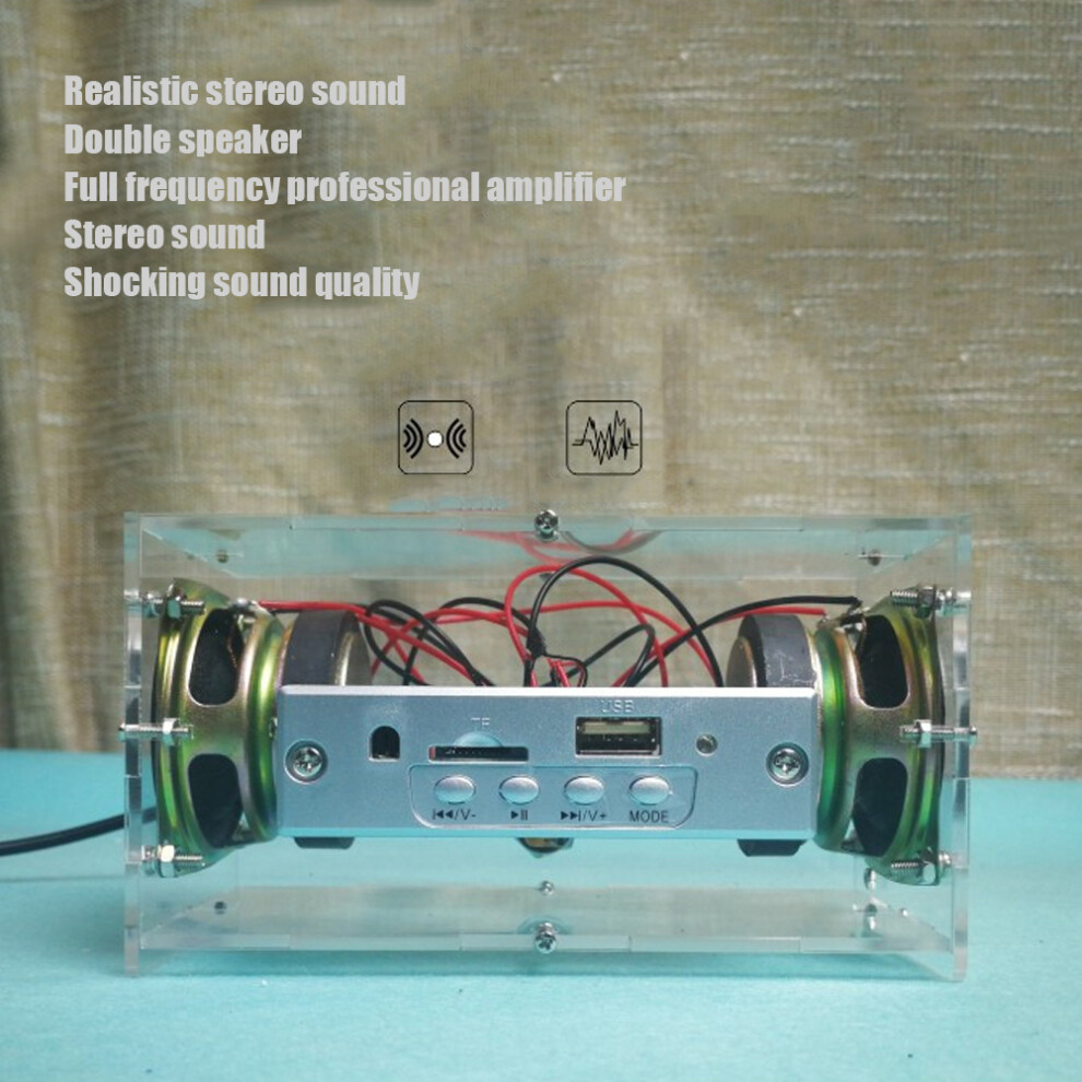 Diy Bluetooth Speaker Kit With Mp3 And Remote 3W Stereo Sound Transparent 7671363389588