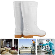 PVC-wasserdichte rutschfeste Regenstiefel weiß Größe 42