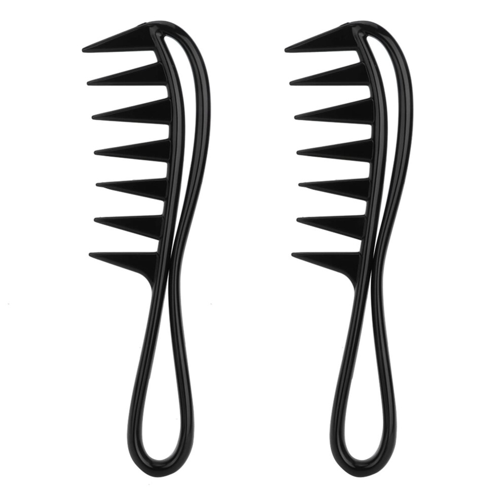 Unisex Large Teeth Plastic Detangling Comb 2Piece Set For Hairdressing Tool Widetooth