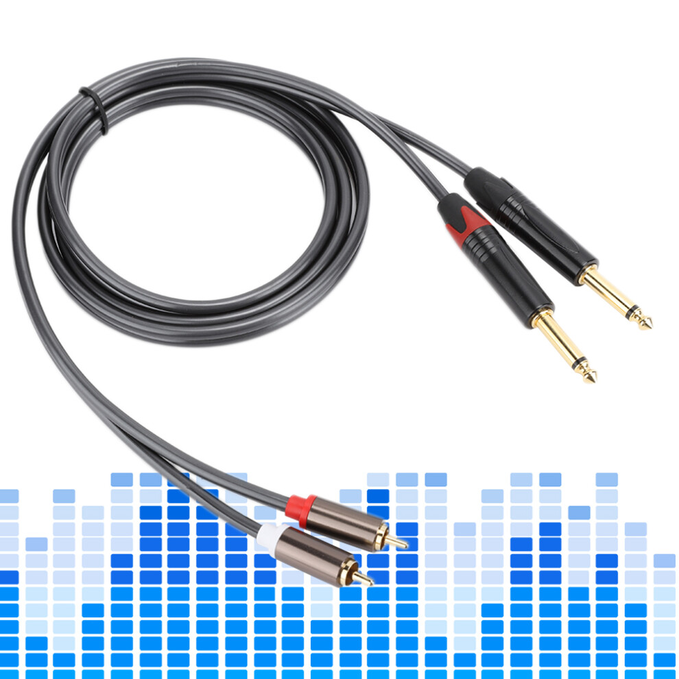 High-Quality 1.5M Dual Rca To Dual 6.35 Mono With -Plated Tips Gold 7891363389481