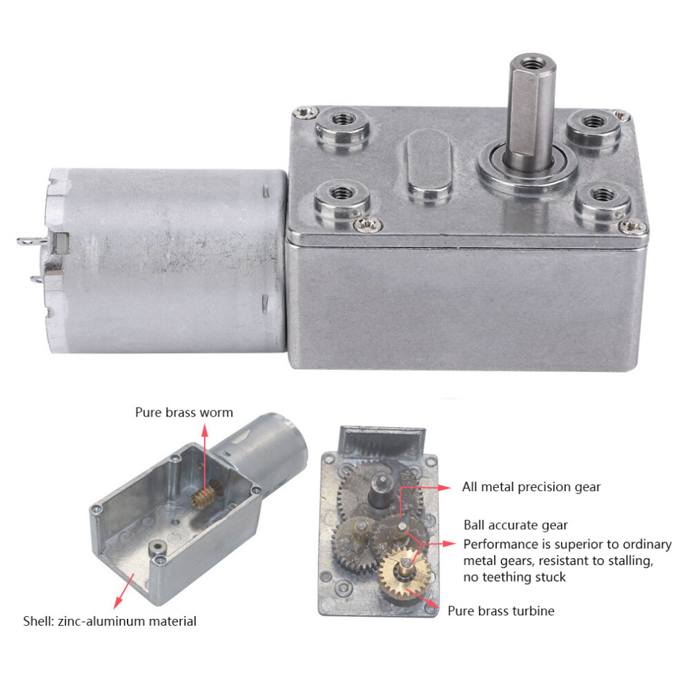 Micro 12V Dc Speed Reduction Gear Motor With Large Torsion Worm Gear (20) 5051363388736