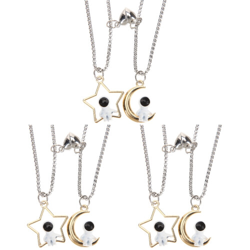 3 Par Måne Matchande Metalhalsband För 1