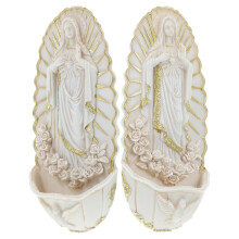 2St Beige Keramisk Holy Water Font Väggdekor Katolsk
