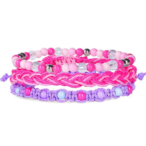 3St Handgjorda Flätade Armband Charms (Rosa)