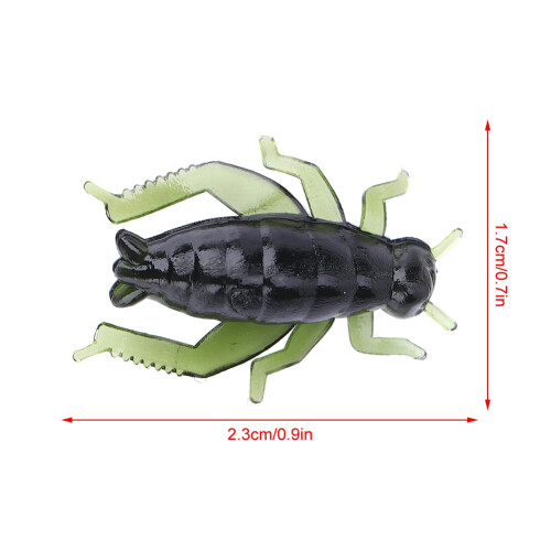 50 Stück grüne weiche Kunststoff-Köder in Grillenform, 2,3  1,7 cm