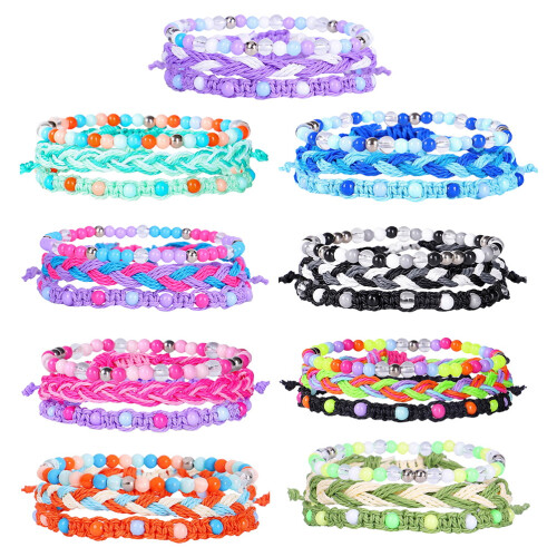 3St Handgjorda Flätade Armband Charms (Rosa) 1