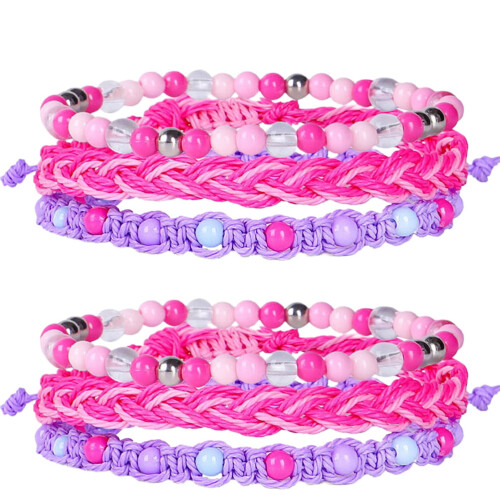 3St Handgjorda Flätade Armband Charms (Rosa) 2