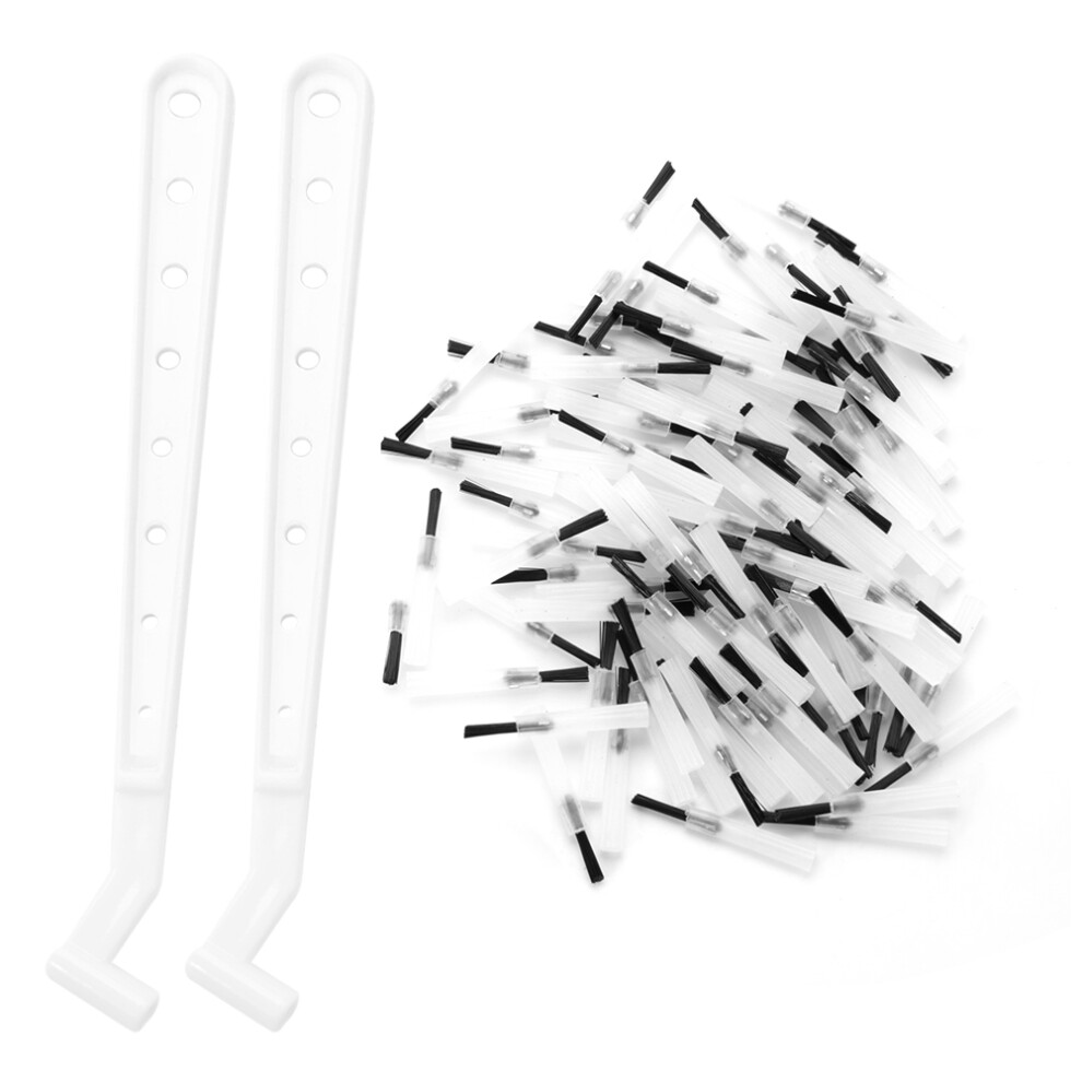100Pcs Dental Composite Brush Tips & 2 Handles for Precise Dentistry