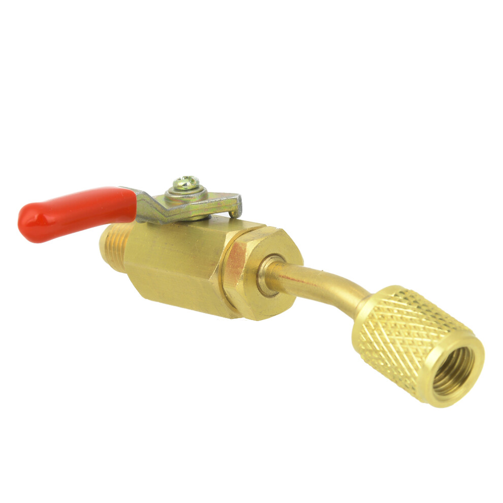 1/4In Arc Brass Manual Shut Off Ball Valve For R12/R134a/R410a Refrigeration (Red) Red 8441363395563