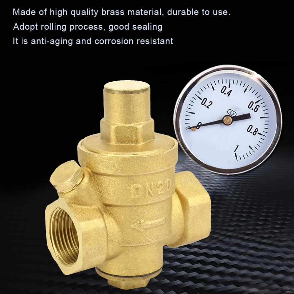 Dn20 Brass Water Pressure Regulator Valve, Adjustable, 1.6Mpa 7641363396145
