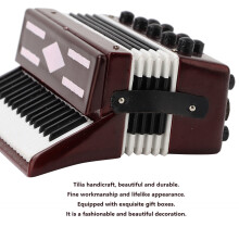 Mini-Holzrotes Akkordeon-Modell 6cm Musikinstrument mit Geschenkbox feine Handwerkskunst
