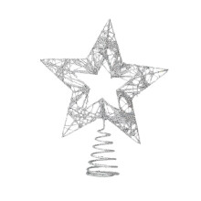 1Pc Silver Metal Xmas Tree Topper Five-Pointed Hollow Star