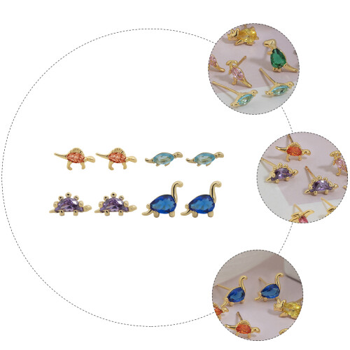 4 Par Dinosaurie Örhängen Djurformade 2