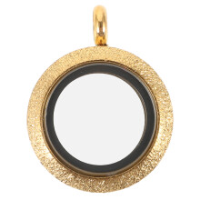 Stainless Steel Locket Hänge Med Rund Form Svävande Halsband