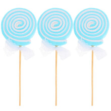 3St Unika Skyblå Lollipopmodeller I Filt För Scen Foto