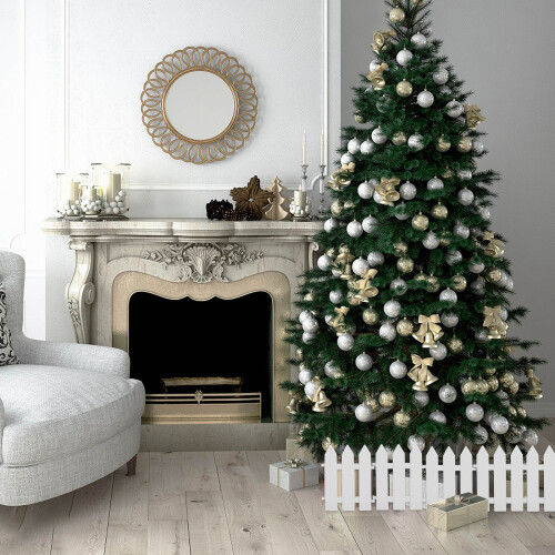 detachable white fence panel for christmas tree holiday decor 2