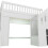 White Solid Wood Bunk Bed with Storage Stairs &LED 9