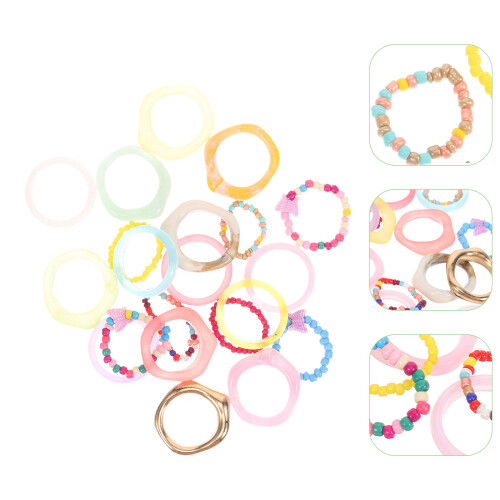 21Pcs Färgglada Resin Ringar Ring För Kvinnor Flickor 2
