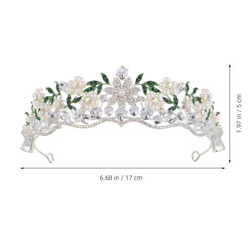 Rhinestone Bröllopsband Med , Pärlor Och , Blomkrona Tiara 1