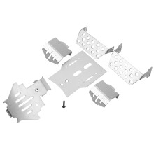 6 Pcs Stainless Steel Skid Plate Set for RC Car, Silver 175g