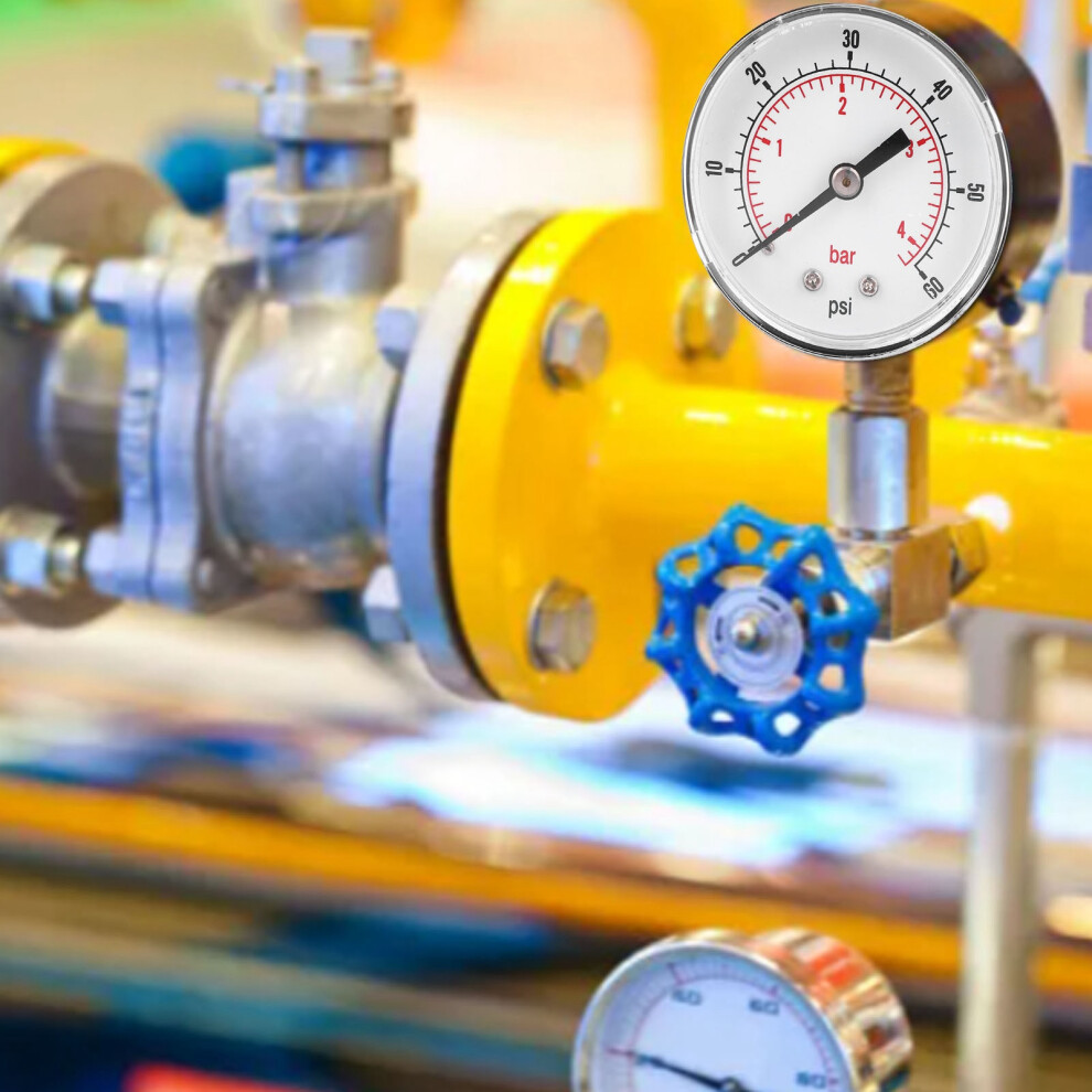 Durable 50Mm Pressure Gauge 1/4 Bspt Back Connection 0-60Psi/0-4Bar For Fluids 4281363403936