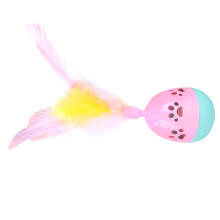 Pink Cat Playing Toy Feather Bell Tumbler for Fun Pet Activity
