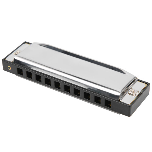 10-Hole 20-Note C Key Harmonica with Case Brass Chrome Polished Musical Instrument 1