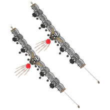 2St Halloween Halsband Retro Skelett Anhängare