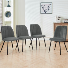 Set of 4 Velvet Dining Chairs Grey Padded seat