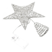 1Pc Silver Luminous Xmas Party Five-Pointed Star Tree Topper