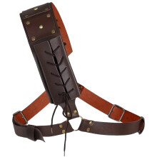 Double Back Scabbard For Sabers PU Leather Back Holder Adjustable Belt Medieval Renaissance Style Cosplay Halloween