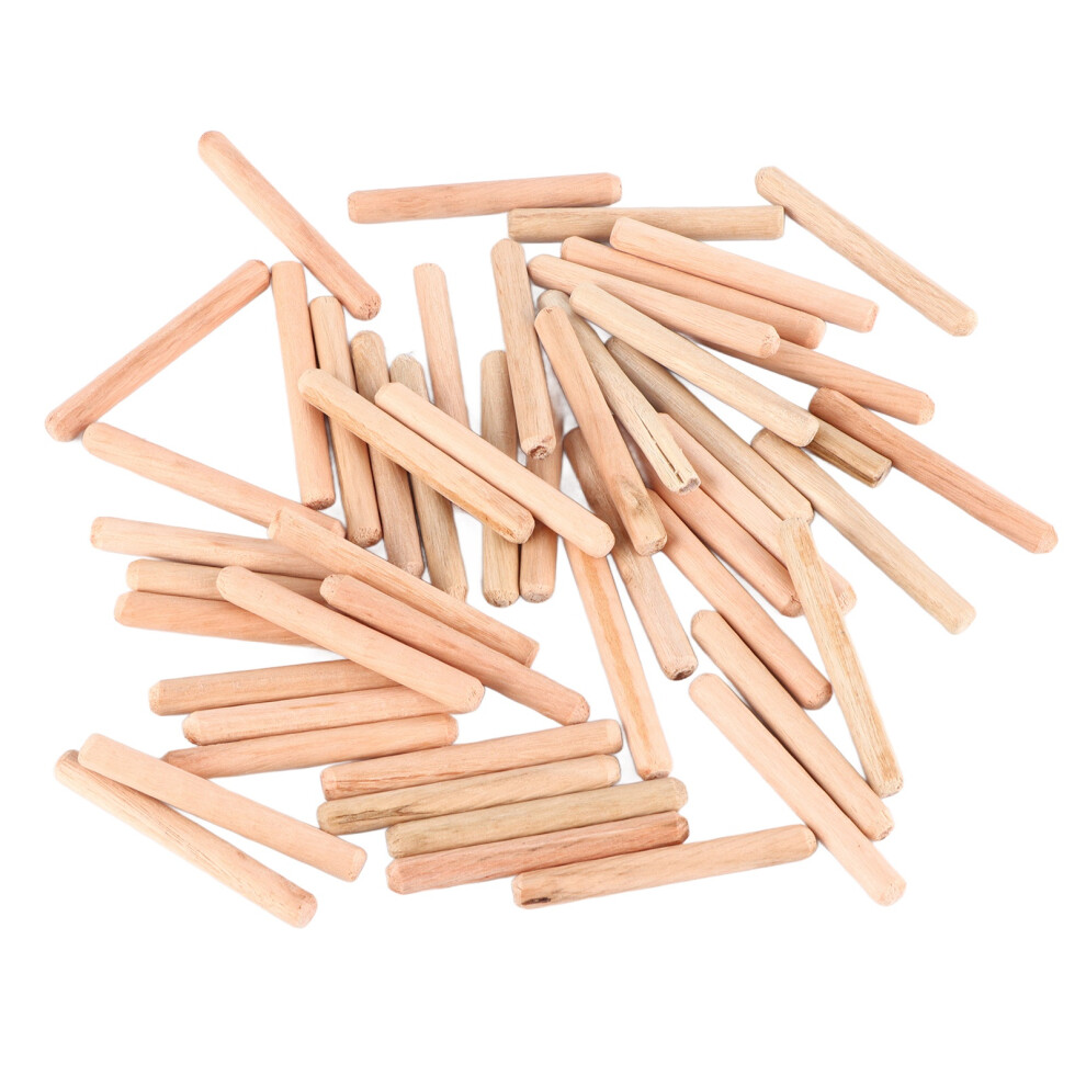 Wooden Craft Dowel Pins 50Pcs M6*50 Round Fluted Rods For Furniture Making 7891363407215