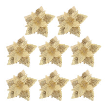 Zehuanyu  8 Pcs Christmas Flower Baubles Decorations Faux Tree Silver