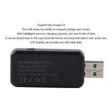 DC4-30V USB-Tester 0-999999mAh Schwarz 5,7x2,5x1,2cm