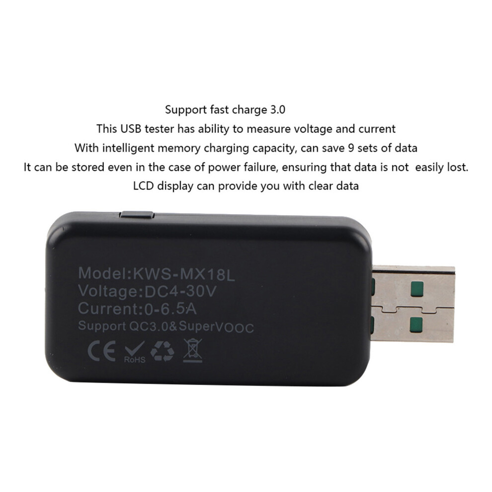 Digital Lcd Usb Tester Voltmeter Ammeter Dc4-30V With Quick Charge 3.0 4211363408099