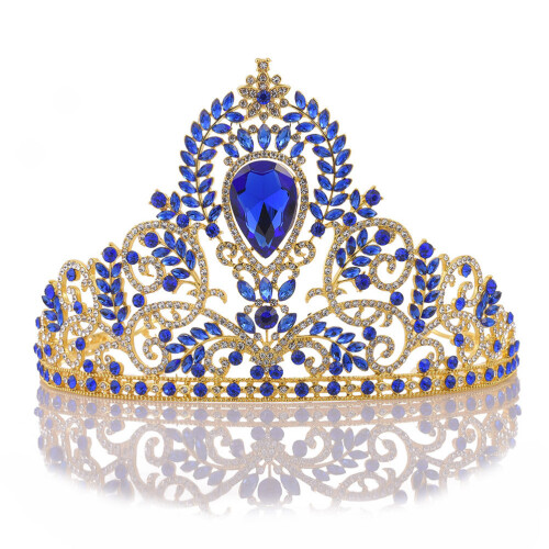1 Styck Barock Stil Kroon Med För Kvinnor (Blå)