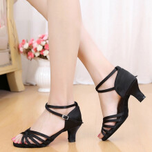 Comfortable Black Latin Dance Shoes for Women - Size 36 Satin Finish