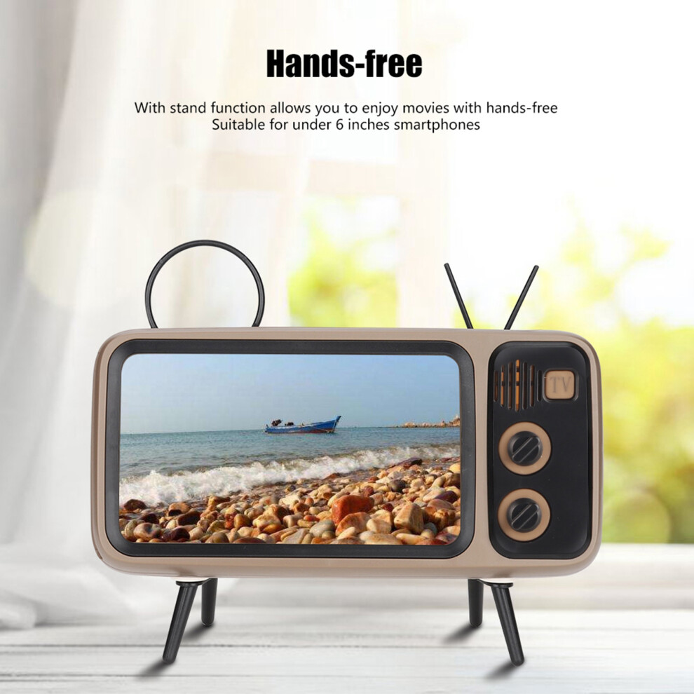 Retro Tv-Shaped Hd Stereo Bluetooth Speaker For Under 6" Phones Gray 7641363412524