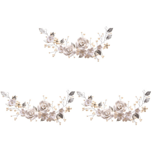 3 Stycken Brudslöjor Blommor Pärlhuvuden Bröllops Håraccessoar 2