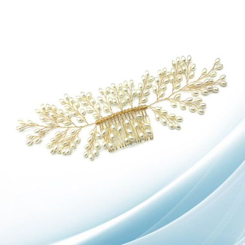 Bride Hair Combs Handgjorda Inlagd Guld 1