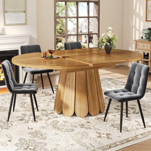Extendable Round to Oval Dining Table, Seats 6 2