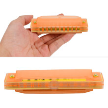 Durable 10 Holes 20 Tones Plastic Translucent Harmonica for Kids (Orange)