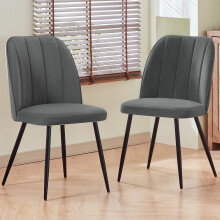 (Grey, 2PCS)  Velvet Dining Chairs Padded seat