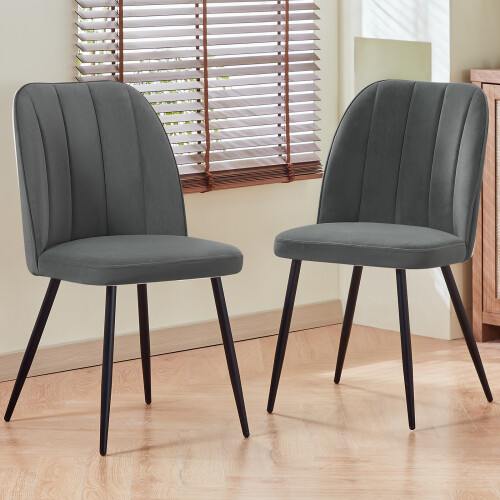 AINPECCA (Grey, 2PCS)  Velvet Dining Chairs Padded seat