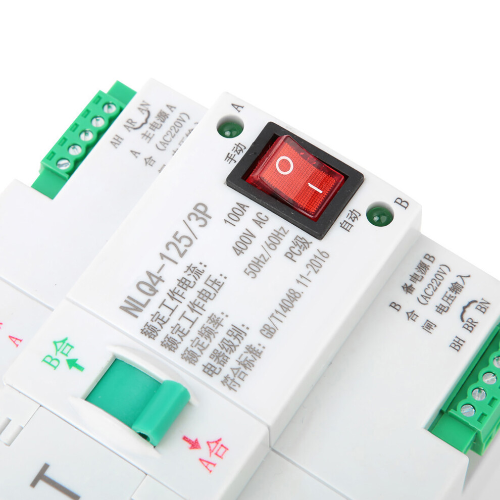 Ac 400V 3P 63/80/100A Automatic Transfer Switch, Dual Power, Flame Retardant 8341363420848